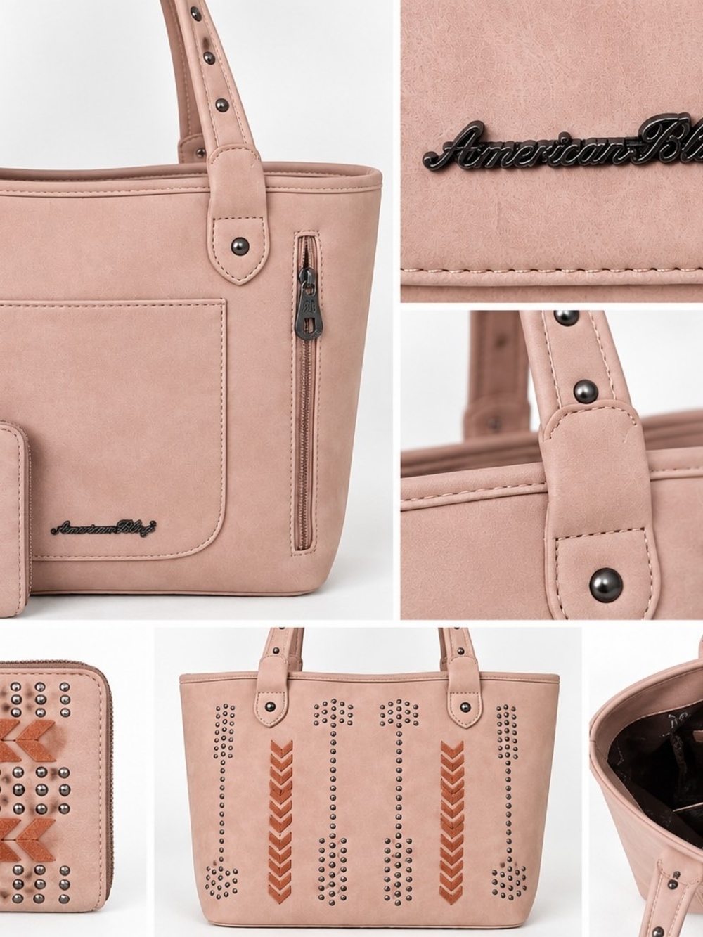 Pink Studded Tote Bag